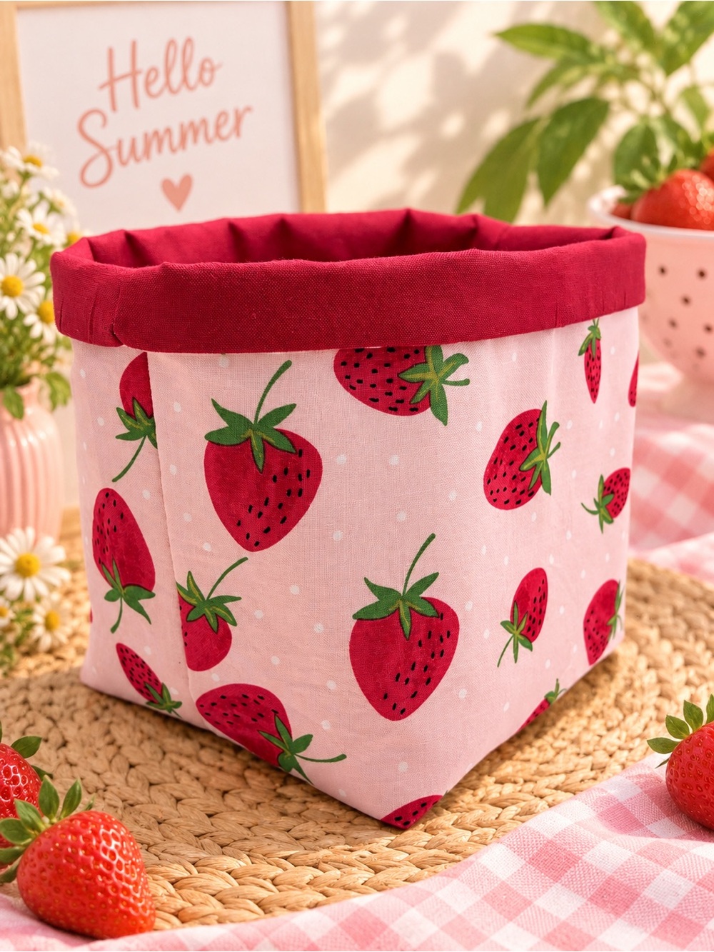 Strawberry Fabric Basket